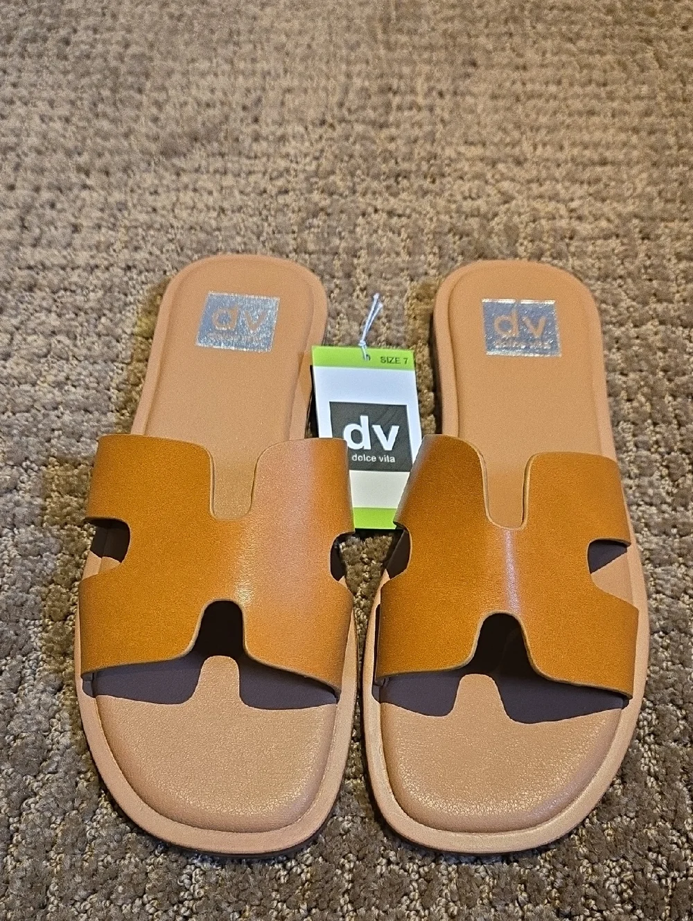 NWT Dolce Vita Tan " H Band" Tan Slide Sandals - Picture 1 of 5